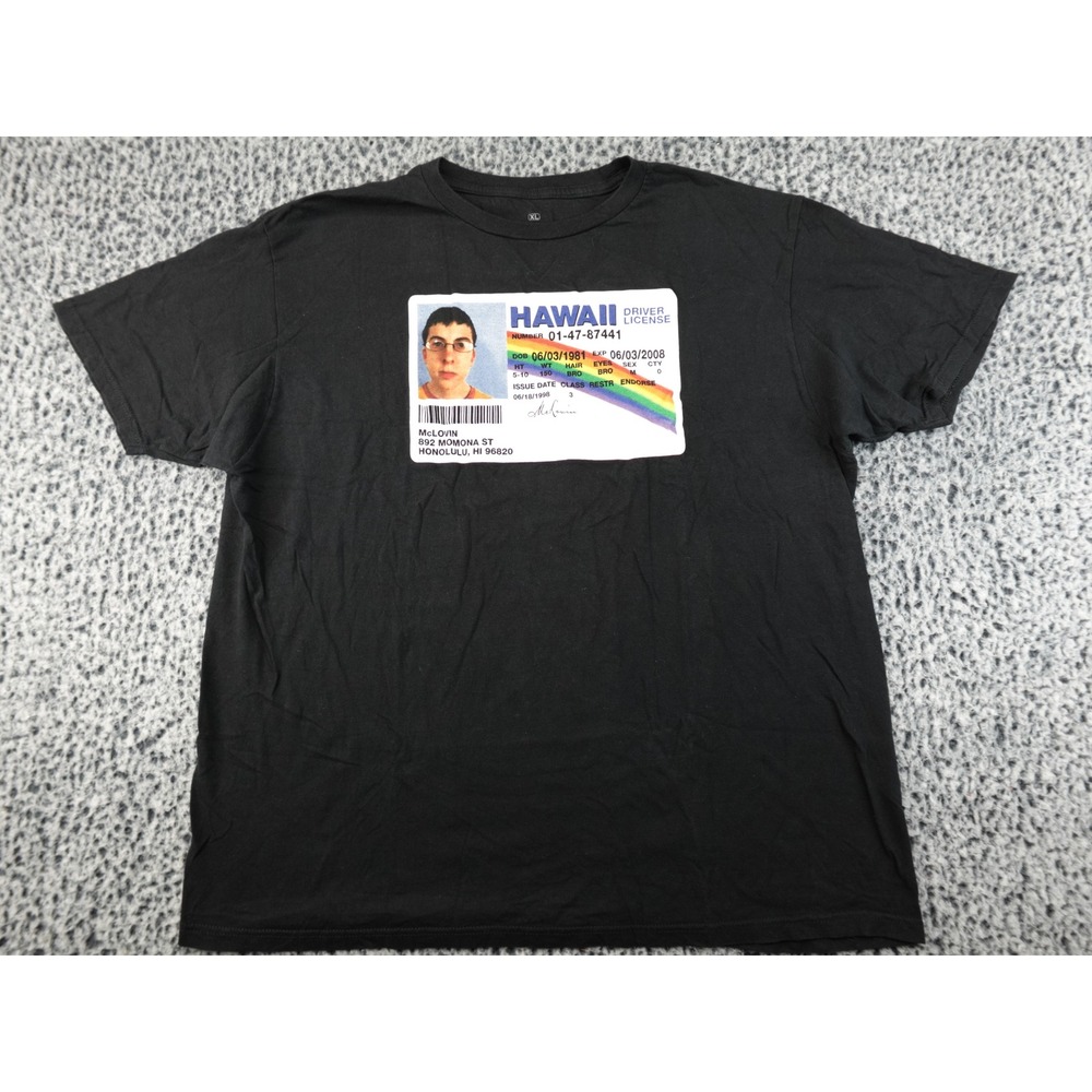 Ripple Junction Superbad McLovin T-Shirt Mens XL Black Hawaii Driver License